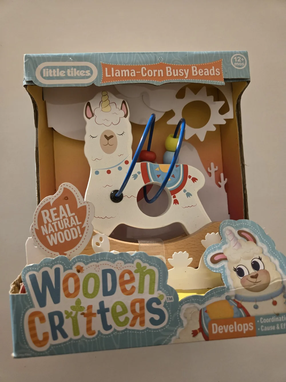 Llama-Corn Busy Beads Wooden Toy - White $10